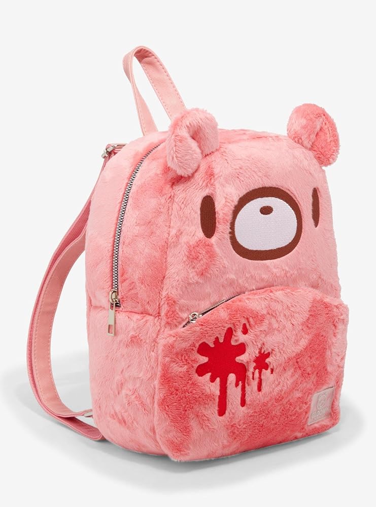 Amazon.com | Hot Topic Gloomy Bear Furry Mini Backpack LIGHT RED
